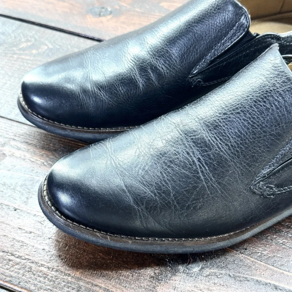 De La Rentis Black Pebble Grain Leather Slip On‎ Loafers #AC-1103 Men's Size 9 M